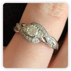 Custom Sterling Silver Semi Mount Wedding Ring Setting RD 5x5mm 3x3mm Swirl Shank Lab Diamond
