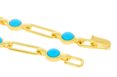 Blue Turquoise Sterling Silver Bracelet Chain Lock