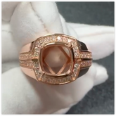 Men's Sterling Silver Semi Mount Ring Setting Cushion CU 10x10mm Male Ring Halo Topaz