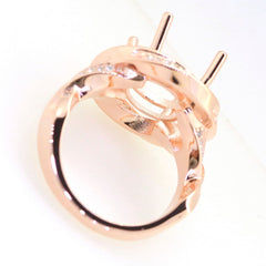 Art Deco Sterling Silver Semi Mount Ring Setting Round RD 11x11mm