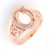 Art Deco Sterling Silver Semi Mount Ring Setting Oval OV 10x8mm