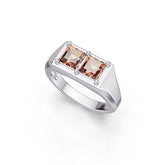 Men's Sterling Silver Semi Mount Ring Setting Princess SQ 4x4mm Two Stone Ring Toi et Moi