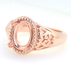 Art Deco Sterling Silver Semi Mount Ring Setting Oval OV 10x8mm