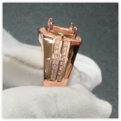 Men's Sterling Silver Semi Mount Ring Setting Cushion CU 10x10mm Male Ring Halo Topaz