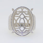 Sterling Silver Semi Mount Ring Setting Oval OV 23x18 Cocktail Ring