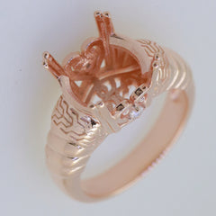 Art Deco Sterling Silver Semi Mount Ring Setting Round RD 12x12mm