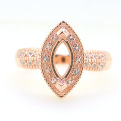 Art Deco Sterling Silver Semi Mount Ring Setting Marquise MQ 10x5mm