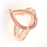 Art Deco Sterling Silver Semi Mount Ring Setting Pear PE 16x10mm