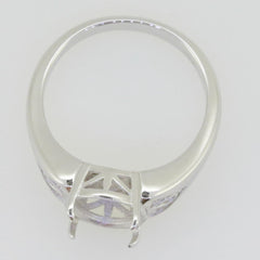 Sterling Silver Semi Mount Ring Setting Oval OV 11x9mm White Topaz Accent