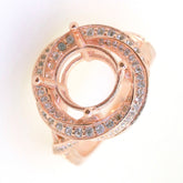 Art Deco Sterling Silver Semi Mount Ring Setting Round RD 11x11mm