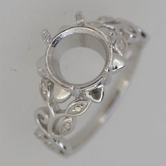 Custom Sterling Silver Semi Mount Ring Setting Round RD 12mm RD 5mm