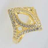 Sterling Silver Semi Mount Ring Setting Marquise MQ 12X6mm RD3.5mm w/ White Topaz Accent