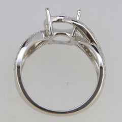 Sterling Silver Semi Mount Ring Setting Round RD 9x9 Split Shank w/ Moissanite Accent