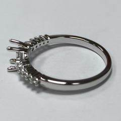 Custom Sterling Silver Semi Mount Ring Setting Princess SQ 4.5x4.3mm Accent Ring