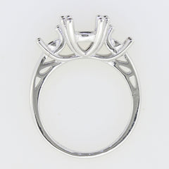 Custom Sterling Silver Semi Mount Ring Setting Round RD 6.5x6.5 & 6x6mm 3 Stone Ring