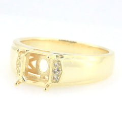 Men's Sterling Silver Semi Mount Ring Setting Square Emerald SQ 9.5x9mm Male Ring Diamond Accent