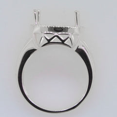 Art Deco Sterling Silver Semi Mount Ring Setting CU Cushion 13x13mm