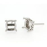 Sterling Silver Semi Mount Earrings Setting Cushion CU 7x7mm Stud