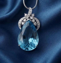 Sterling Silver Semi Mount Pendant Setting Pear PE 32.35x19.85 with Moissanite