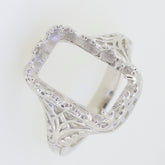 Sterling Silver Semi Mount Ring Setting Emerald OCT 16x10mm Art Deco Style