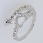 Sterling Silver Semi Mount Ring Setting Heart HT 8x8mm Bypass Ring Heart & Arrow