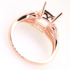 Art Deco Sterling Silver Semi Mount Ring Setting Cushion CU 10x8mm