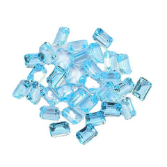 3.5 Carat Sky Blue Topaz Emearld OCT 10x8mm Loose Gemstone