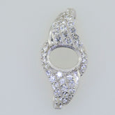 Sterling Silver Semi Mount Pendant Setting Oval OV 8x6mm Halo White Topaz