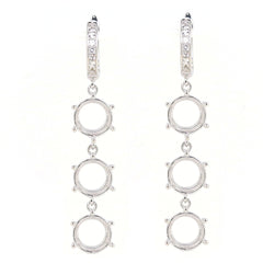 Sterling Silver Semi Mount Earrings Setting Round RD 5x5mm Dangle French Clip