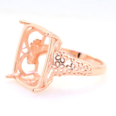 Art Deco Sterling Silver Semi Mount Ring Setting Cushion CU 18x14mm Cab