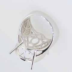 Sterling Silver Semi Mount Ring Setting Oval OV 23x18 Cocktail Ring