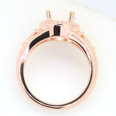 Art Deco Sterling Silver Semi Mount Ring Setting Oval OV 10x8mm