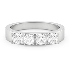 Men's Sterling Silver Semi Mount Ring Setting Round RD 4x4mm 4 Stone Ring