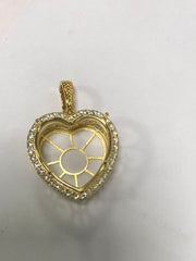 Sterling Silver Semi Mount Pendant Setting Heart HT 23.2x23.2x18 with White Topaz