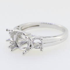 Custom Sterling Silver Semi Mount Ring Setting Round RD 6.5x6.5 & 6x6mm 3 Stone Ring