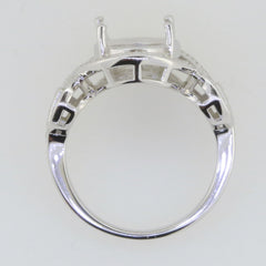 Sterling Silver Semi Mount Ring Setting Round RD 12.5x12.5mm Halo Ring White Topaz Cross Shank