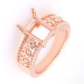 Art Deco Sterling Silver Semi Mount Ring Setting OCT Emerald 9x7mm