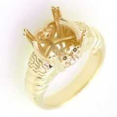 Art Deco Sterling Silver Semi Mount Ring Setting Round RD 12x12mm