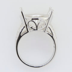 Sterling Silver Semi Mount Ring Setting Oval OV 23x18 Cocktail Ring