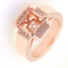 Art Deco Sterling Silver Semi Mount Ring Setting SQ Princess 8x8mm