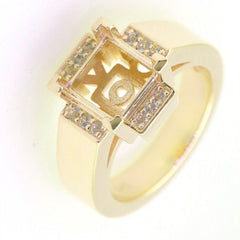 Art Deco Sterling Silver Semi Mount Ring Setting SQ Princess 8x8mm