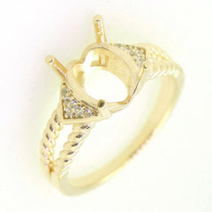 Art Deco Sterling Silver Semi Mount Ring Setting Oval OV 10x8mm