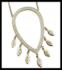 Sterling Silver Semi Mount Pendant Setting Pear PE 30x20 Halo W/ White Topaz or Moissanite