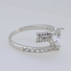 Sterling Silver Semi Mount Ring Setting Heart HT 8x8mm Bypass Ring Heart & Arrow