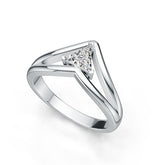 Sterling Silver Semi Mount Ring Setting Triangle TL 5x5mm Simple Solitaire Minimal Design