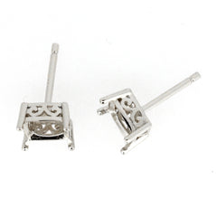 Sterling Silver Semi Mount Earrings Setting Cushion CU 14x10.5 mm Stud