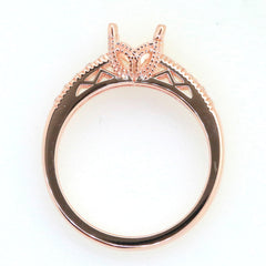 Art Deco Sterling Silver Semi Mount Ring Setting Cushion CU 8x6mm