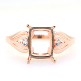 Art Deco Sterling Silver Semi Mount Ring Setting Cushion CU 10x8mm