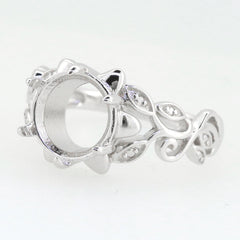 Custom Sterling Silver Semi Mount Ring Setting Round RD 12mm RD 5mm