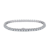 Sterling silver plated CZ tennis bracelet featuring brilliant round gemstones, 3mm size, perfect for elegant occasions.